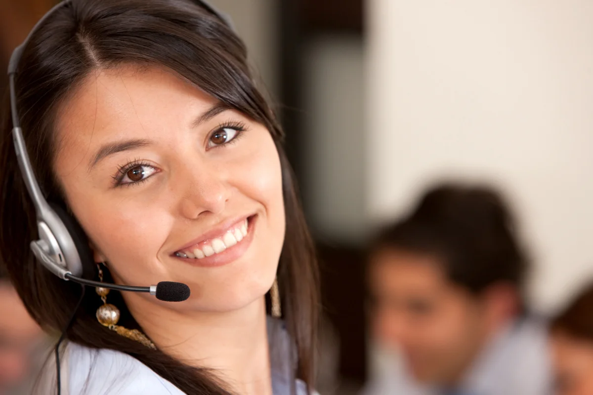 Customer support girl smiling